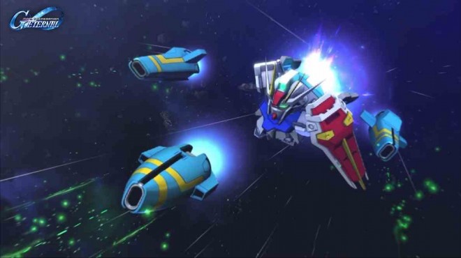 Scene cut from Mobile Suit Gundam SEED Recollection featuring the Dragoon Strike.